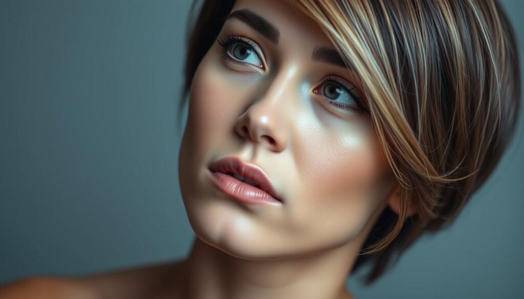 A well-lit, high-resolution close-up portrait of a person's face and upper body, showcasing a thoughtful expression. The skin is smooth and even, with natural-looking highlights and shadows. The hair is neatly styled, with different lengths and textures blending seamlessly. The overall composition emphasizes the subject's facial features and hairstyle, creating a sense of sophistication and confidence. The background is softly blurred, allowing the viewer to focus on the details of the person's appearance. A well-lit, high-resolution close-up portrait of a person's face and upper body, showcasing a thoughtful expression. The skin is smooth and even, with natural-looking highlights and shadows. The hair is neatly styled, with different lengths and textures blending seamlessly. The overall composition emphasizes the subject's facial features and hairstyle, creating a sense of sophistication and confidence. The background is softly blurred, allowing the viewer to focus on the details of the person's appearance.
