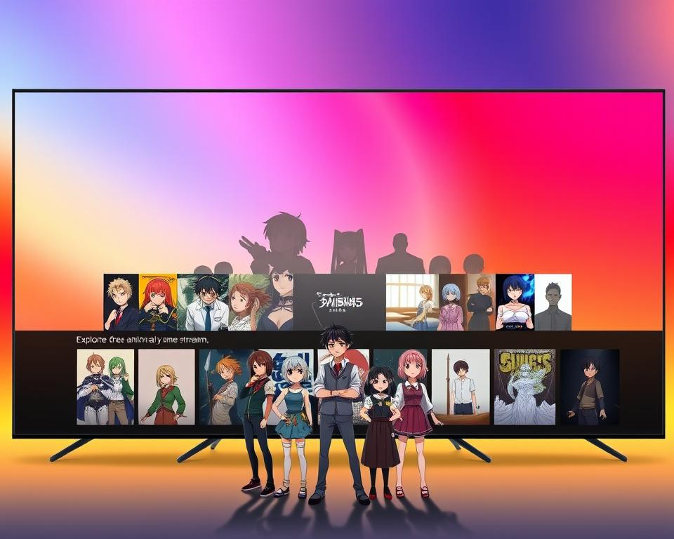 A sleek, minimalist interface showcasing a diverse selection of anime titles against a vibrant, gradient-filled backdrop. In the foreground, a group of stylized anime characters, each with distinct features and expressions, stand united, beckoning the viewer to explore the vast world of free anime streaming. The middle ground features a collage of iconic anime scenes and memorable moments, seamlessly blending together to create a sense of immersion. The background is bathed in a soft, warm glow, evoking a sense of comfort and accessibility, inviting the viewer to dive into the captivating world of anime at their fingertips.