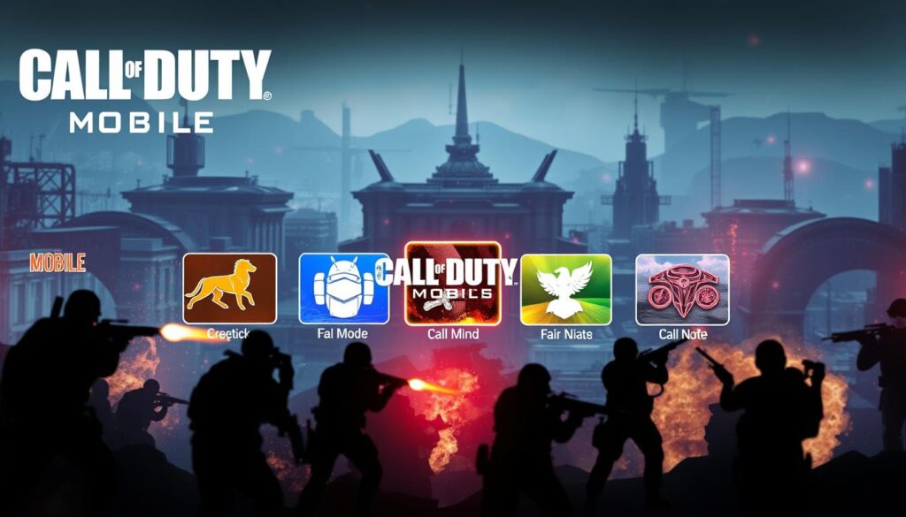 A vibrant and dynamic scene of the various gameplay modes in Call of Duty: Mobile. In the foreground, the silhouettes of players engaged in intense combat, their weapons blazing, set against a backdrop of futuristic cityscapes and military installations. The middle ground showcases the distinct game mode icons, each with a unique visual flair, inviting the viewer to explore the diverse array of gameplay options. The background is bathed in a cinematic lighting, creating a sense of depth and atmosphere, complemented by subtle lens flares and a subtle depth of field blur, giving the image a polished, high-production value aesthetic. The overall composition conveys the thrill and excitement of the mobile Call of Duty experience. A vibrant and dynamic scene of the various gameplay modes in Call of Duty: Mobile. In the foreground, the silhouettes of players engaged in intense combat, their weapons blazing, set against a backdrop of futuristic cityscapes and military installations. The middle ground showcases the distinct game mode icons, each with a unique visual flair, inviting the viewer to explore the diverse array of gameplay options. The background is bathed in a cinematic lighting, creating a sense of depth and atmosphere, complemented by subtle lens flares and a subtle depth of field blur, giving the image a polished, high-production value aesthetic. The overall composition conveys the thrill and excitement of the mobile Call of Duty experience.