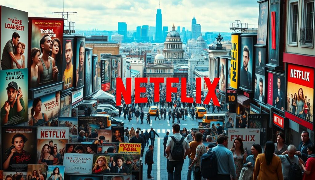 A lively and diverse array of international documentary films streaming on Netflix in 2025. In the foreground, an eclectic mix of movie posters and cover art showcasing a range of captivating subjects and styles - from gripping human-interest stories to insightful explorations of global cultures and issues. In the middle ground, a backdrop of bustling city streets, diverse crowds, and iconic landmarks from around the world, conveying a sense of global interconnectedness. Soft, warm lighting illuminates the scene, creating an inviting and visually engaging atmosphere. The overall composition emphasizes the richness and variety of the international documentary offerings available on the platform, perfectly capturing the essence of the "Produções internacionais imperdíveis nas plataformas de streaming" section.