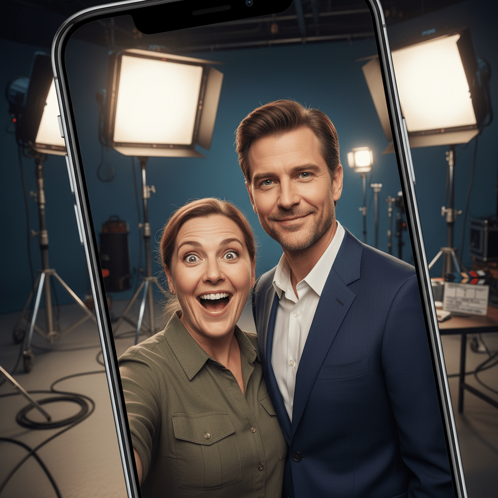 Faça selfie com seus atores favoritos usando IA nos bastidores