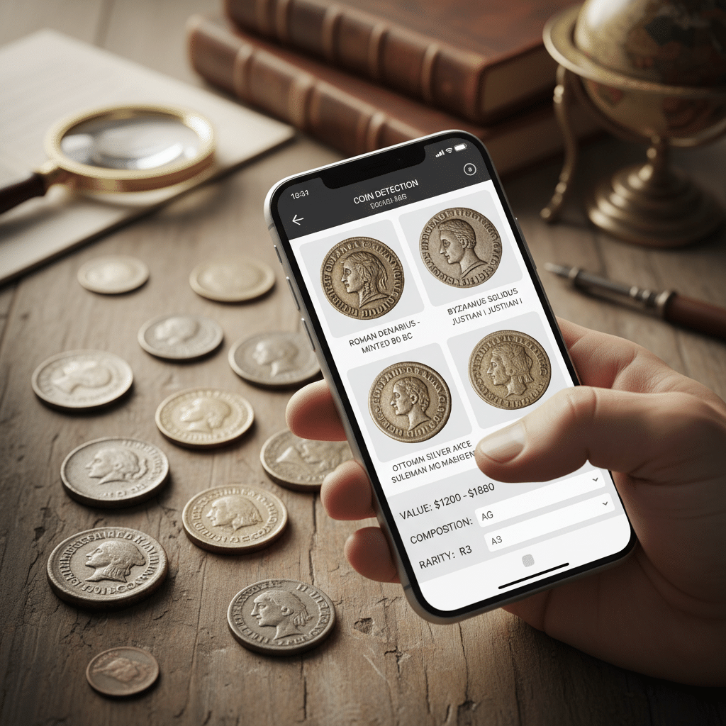 Encontre moedas raras com detector de moedas usando seu celular