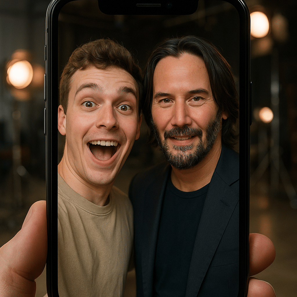 Faça selfie com seus atores favoritos usando IA nos bastidores