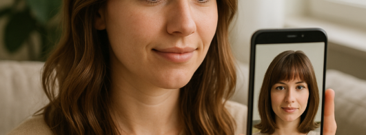 Mude de Visual testando um corte de cabelo com IA antes do salão