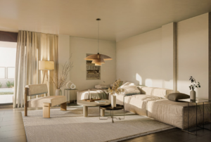 a living room filled with furniture and a large window — Foto por D5 Render na Unsplash