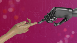 two hands touching each other in front of a pink background — Foto por Igor Omilaev na Unsplash